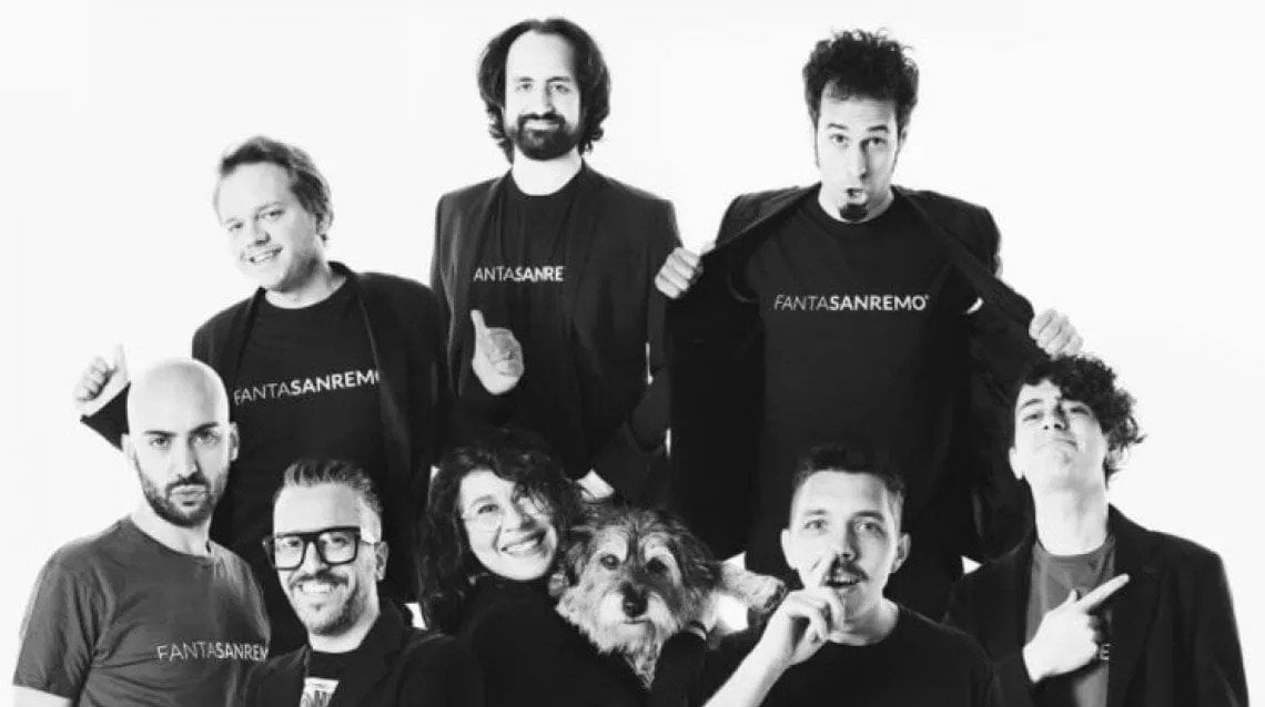 Il team del Fantasanremo. Giacomo Piccinini e il primo in basso a sinistra