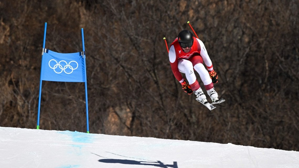 Matthias  Mayer durante il superG vinto alle Olimpiadi di Pechino 2022