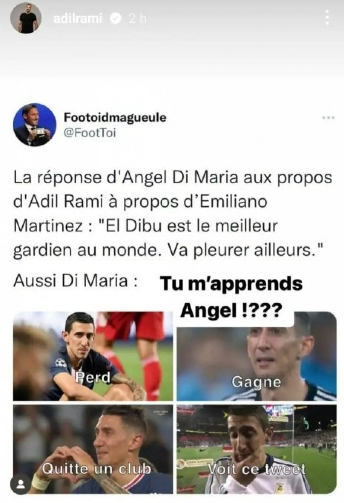 La storia Instagram di Adil Rami contro Di Maria