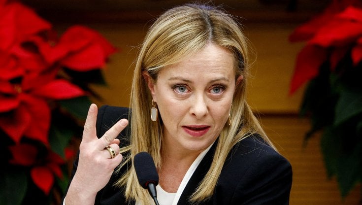 Roma, 29 dicembre: la premier Giorgia Meloni durante la conferenza stampa di fine anno