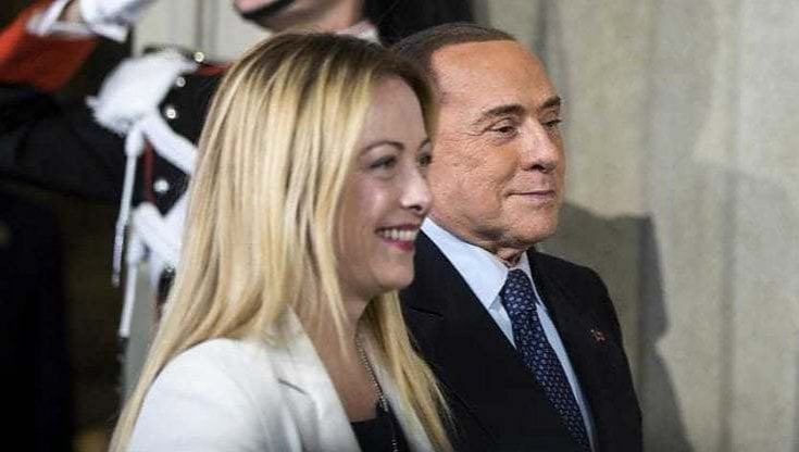 Giorgia Meloni con Silvio Berlusconi