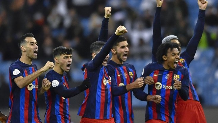 I giocatori del Barcellona esultano