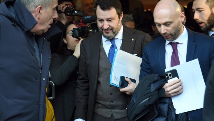 Il ministro dei Trasporti Matteo Salvini al convegno dell'Ance "Cantiere Italia"