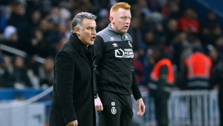 William Still (in tuta) con Christophe Galtier durante Psg-Reims