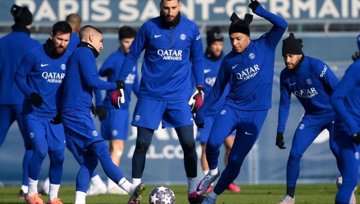 I giocatori del Psg in allenamento