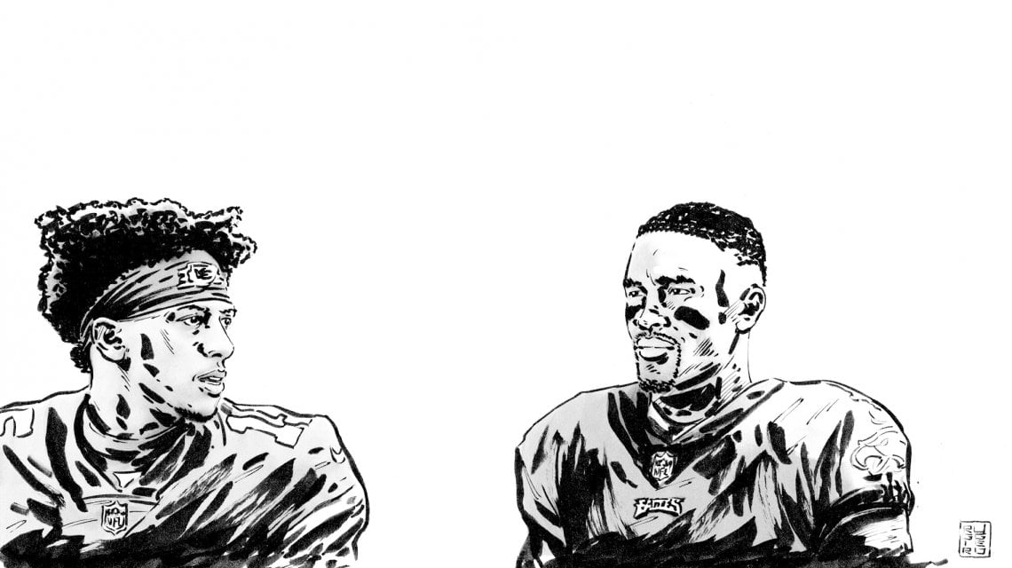 Mahomes e Hurts nel disegno di Lorenzo Ruggiero