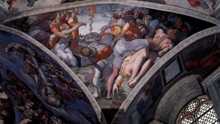 L'affresco de Il serpente di bronzo di Michelangelo Buonarroti, all'interno del ciclo della Cappella Sistina