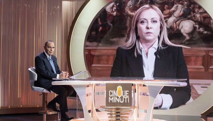Giorgia Meloni a "Cinque minuti", il programma di Bruno Vespa