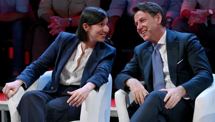 Elly Schlein (Pd) con Giuseppe Conte (M5S)