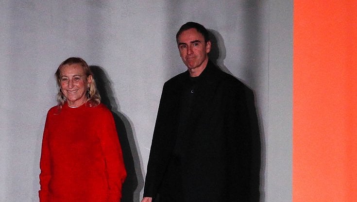 Miuccia Prada con Raf Simons alla sfilata Prada Fall/Winter 2023/2024 