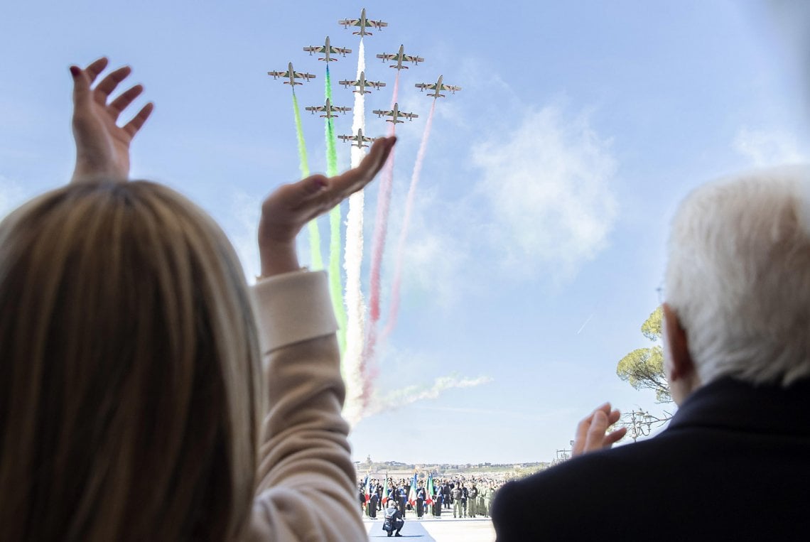 Mattarella e Meloni alla cerimonia per il centenario dell'Aeronautica
