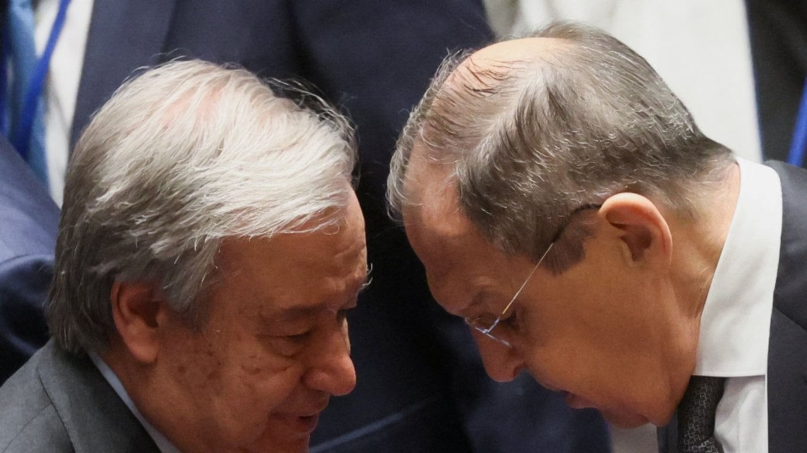 Il Segretario generale dell'Onu Antonio Guterres e il ministro degli Esteri russo Sergej Lavrov