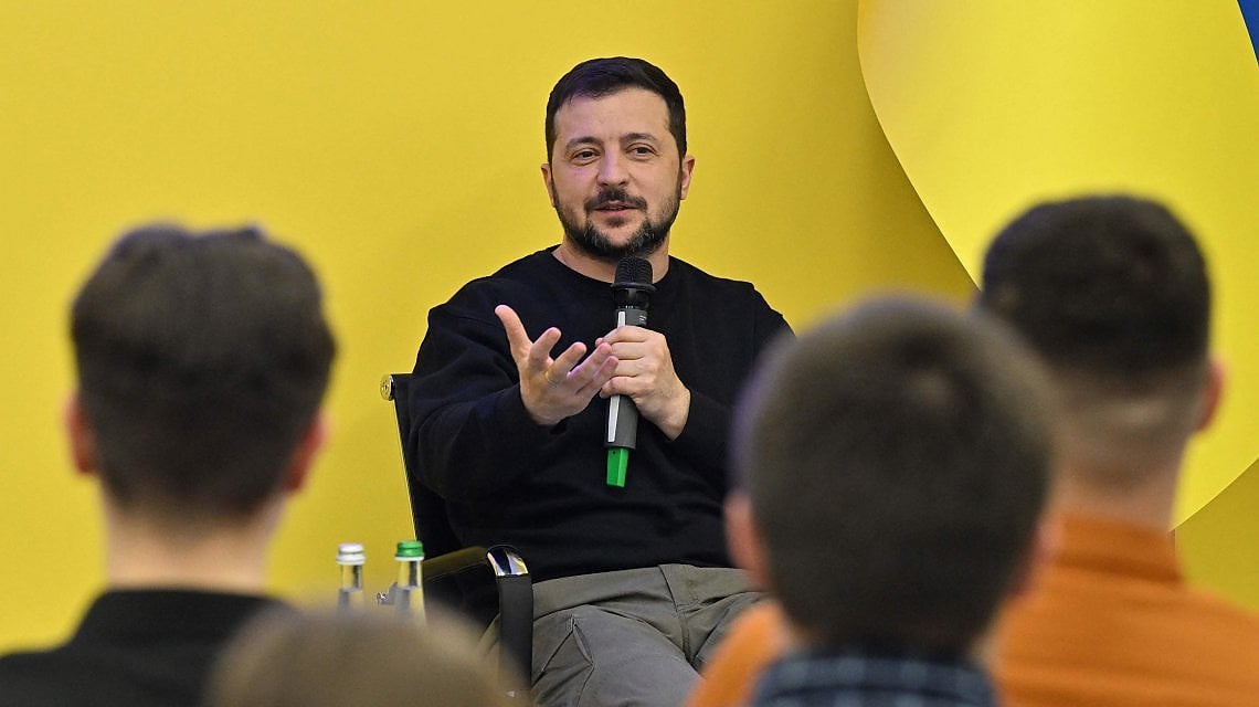 Il presidente ucraino Volodymyr Zelensky a Zhytomyr
