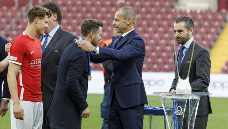 Aleksander Ceferin alla premiazione della Youth League, la Champions giovanile