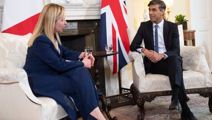 La presidente del Consiglio Giorgia Melonia Londra con il Primo ministro Rishi Sunak