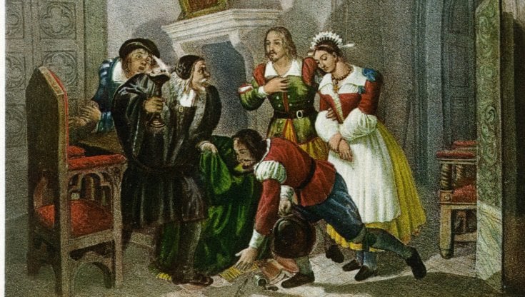 La scena della &ldquo;notte degli imbrogli&rdquo; dei Promessi Sposi di Alessandro Manzoni (1785-1873) in un&rsquo;illustrazione del 1925 circa. Fototeca Storica Nazionale / getty images