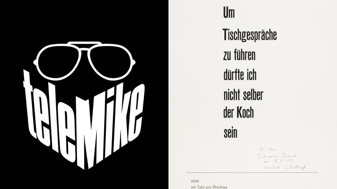 A tavola con Mike Bongiorno. Heinz Waibl, logo und corporate design per la trasmissione TeleMike con Mike Bongiorno, 1987    