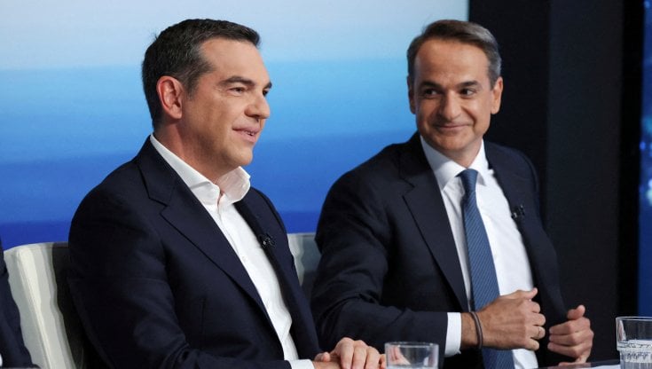 Il primo ministro greco Kryakos Mitsotakis e il leader di Syriza Alexis Tsipras