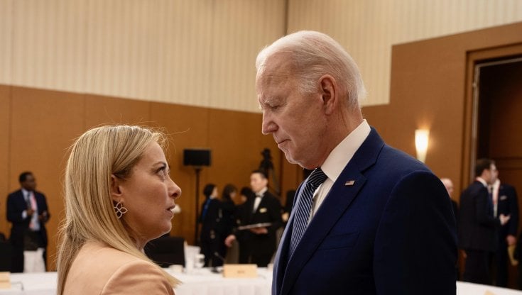 La presidente del Consiglio Giorgia Meloni e il presidente americano Joe Biden