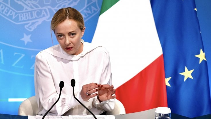 Roma, la premier Giorgia Meloni in conferenza stampa a Palazzo Chigi