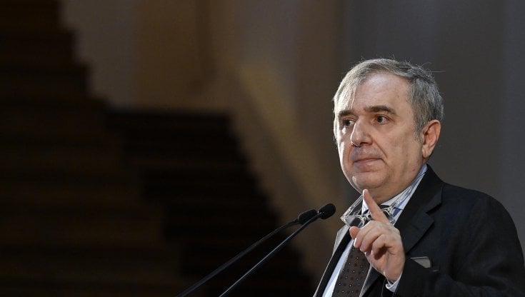 Il presidente dell'Anm, Giuseppe Santalucia, durante l'assemblea di Roma