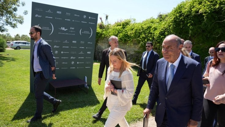 Bruno Vespa e Giorgia Meloni al Forum in Masseria