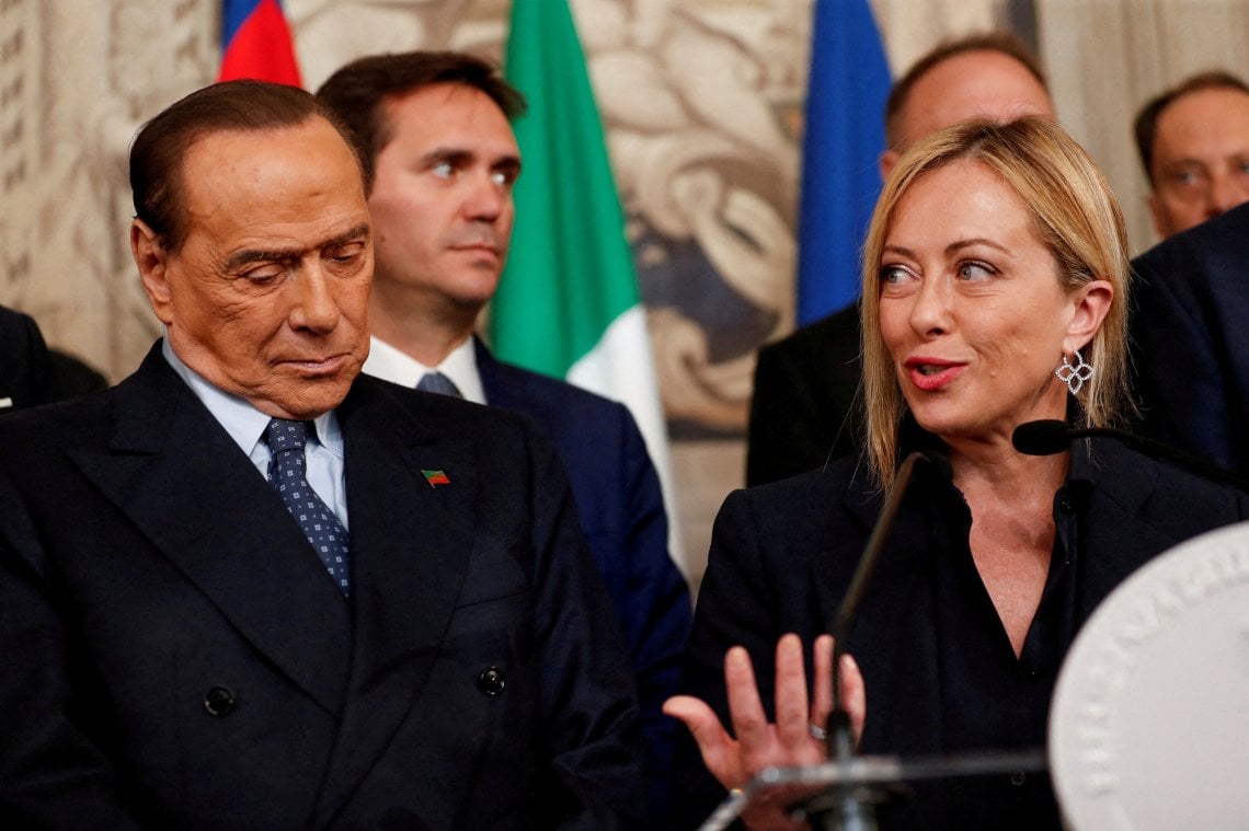 Silvio Berlusconi e la presidente del consiglio Giorgia Meloni 