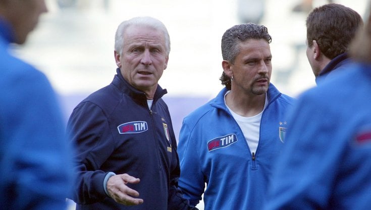 Giovanni Trapattoni e Roberto Baggio in Nazionale