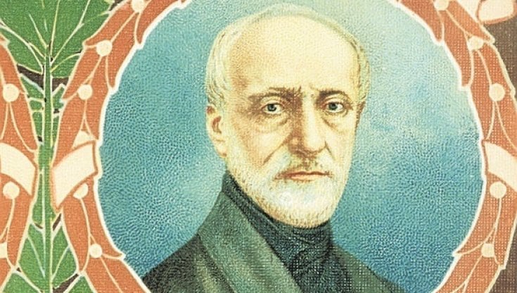 Giuseppe Mazzini in una cartolina commemorativa per il 50esimo anniversario della proclamazione del Regno d'Italia