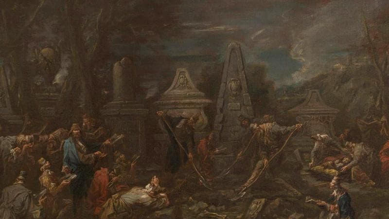 Funerale ebraico, Alessandro Magnasco, 1720 circa, olio su tela, Parigi, Mus&eacute;e d&rsquo;art et d&rsquo;histoire du Juda&iuml;sme
