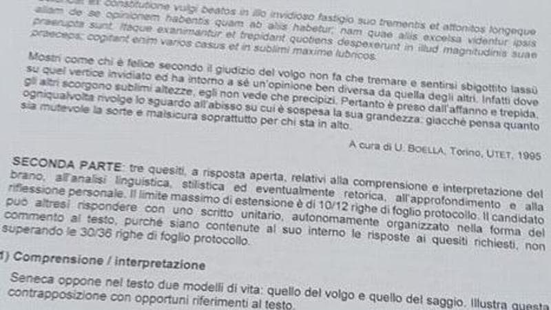 Il brano di Seneca per i licei Classici
