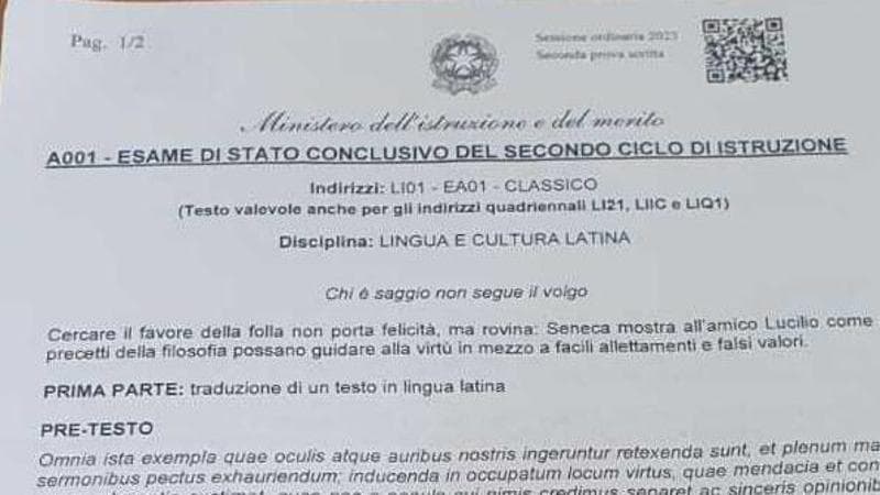 La versione di latino del liceo Classico: una epistola di Seneca a Lucillo
