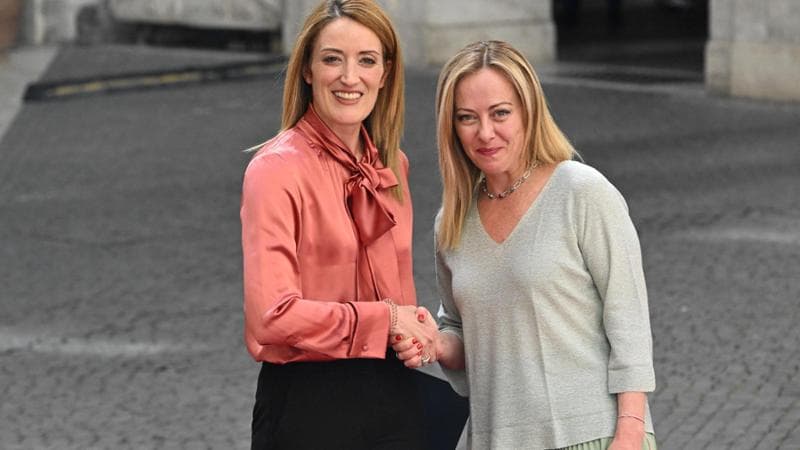 Giorgia Meloni e Roberta Metsola&nbsp;
