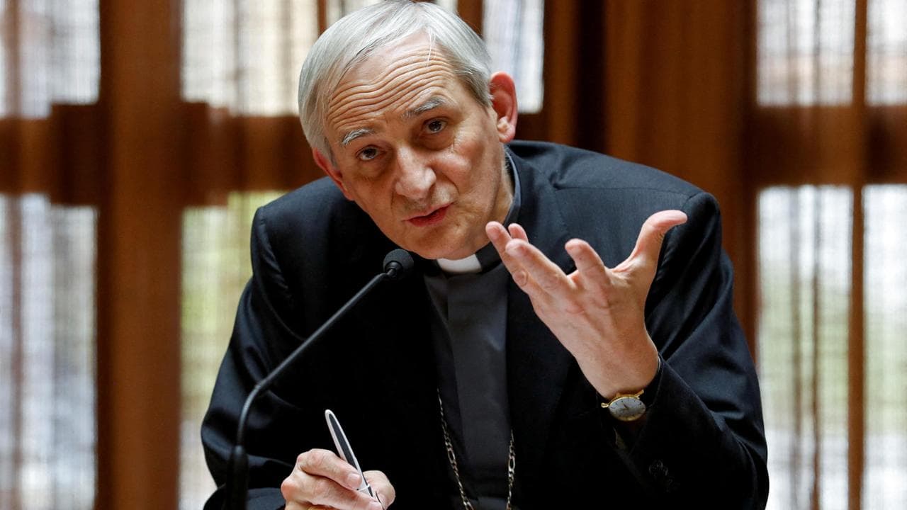 FILE PHOTO: Cardinal Matteo Zuppi, President of Italian Episcopal Conference (CEI), holds a press conference at the end of the CEI General assembly, at the Vatican, May 25, 2023. REUTERS/Remo Casilli/File Photo