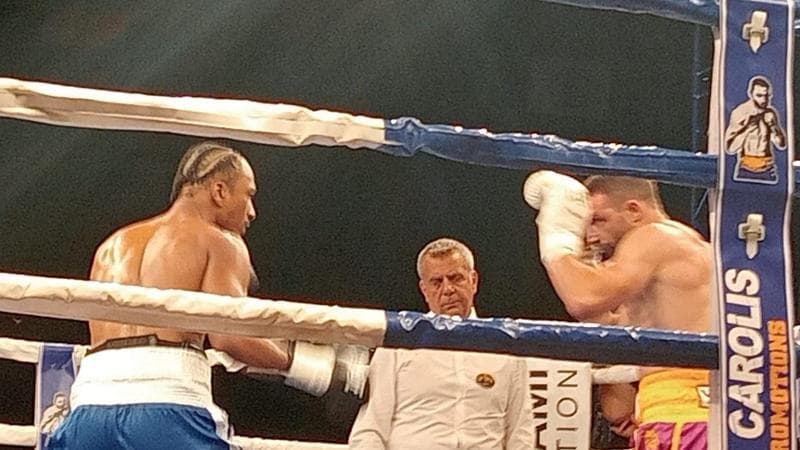 Una fase del match di Giovanni De Carolis
