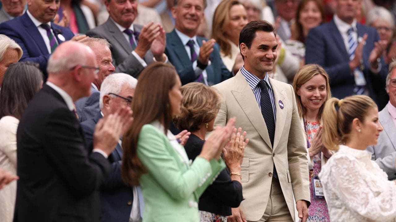 Roger Federer nel Royal Box di Wimbledon
