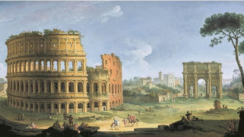 Antonio Joli (1700-1777), Roma, Veduta con Colosseo e Arco di Costantino (collezione privata, Credits Lampronti Gallery, London)
