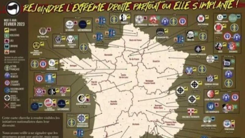 La mappa dei gruppi di estrema destra sul territorio francese
