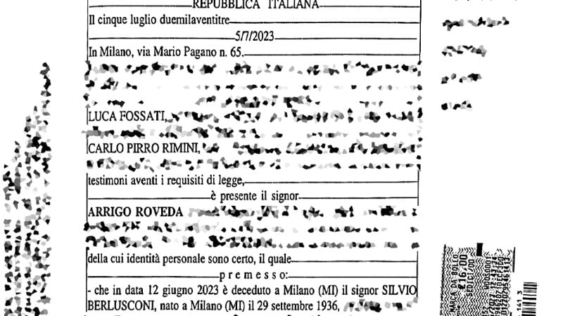 Il testamento olografo di Silvio Berlusconi
