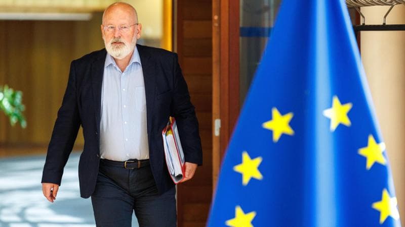 epa10727017 European Commission Executive Vice-President for the European Green Deal Frans Timmermans arrives to attend the European Commission College meeting in Brussels, Belgium, 05 July 2023.  EPA/OLIVIER MATTHYS