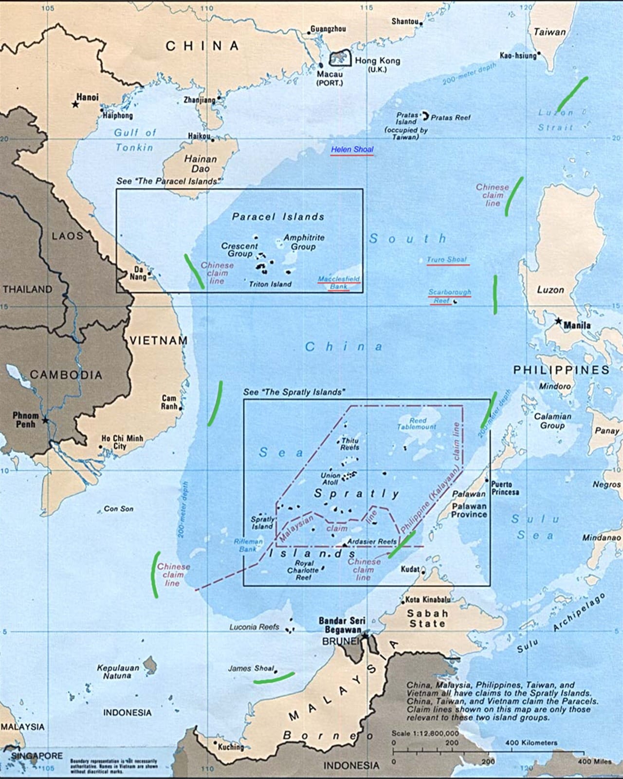 Da Wikipedia: il Mar Cinese meridionale con la "linea dei nove tratti"
