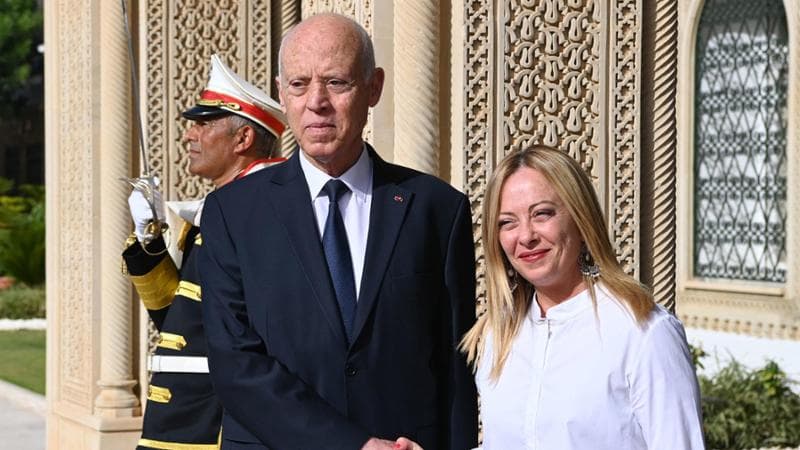 Tunisia, 16 luglio 2023: il presidente tunisino Kais Saied con la premier italiana Giorgia Meloni
