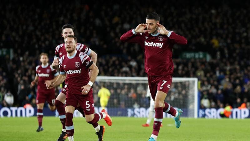 Gianluca Scamacca, 24 anni, con la maglia del West Ham
