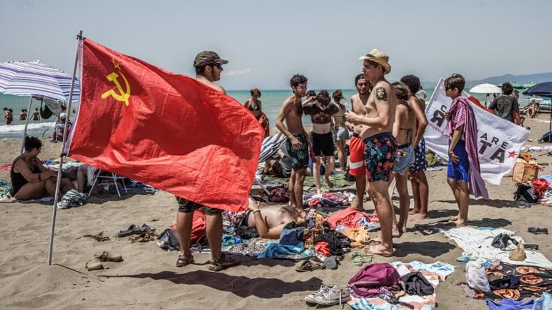 Il campeggio di Opposizione studentesca d&rsquo;alternativa (Osa) e Cambiare Rotta. Si &egrave; tenuto dal 20 al 24 luglio a Marina di Grosseto (Luigi Narici / Agf)

