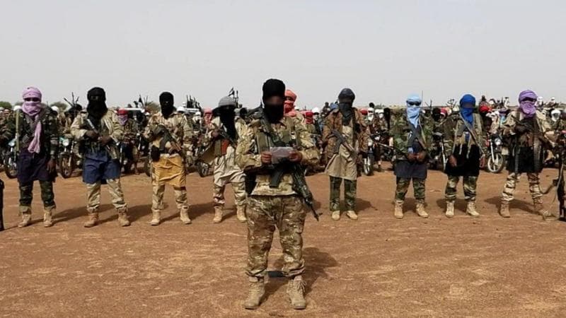 Combattenti dello Stato Islamico nel Sahel durante il giuramento al nuovo leader
