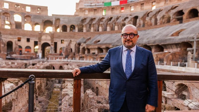 30/05/2023 Roma, inaugurazione del nuovo ascensore panoramico del Colosseo nella foto il ministro della Cultura Gennaro Sangiuliano