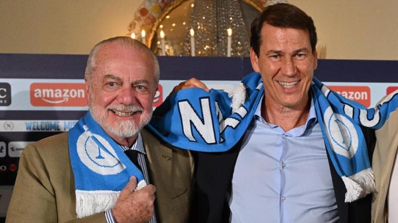 Aurelio De Laurentiis e il nuovo tecnico del Napoli Rudi Garcia
