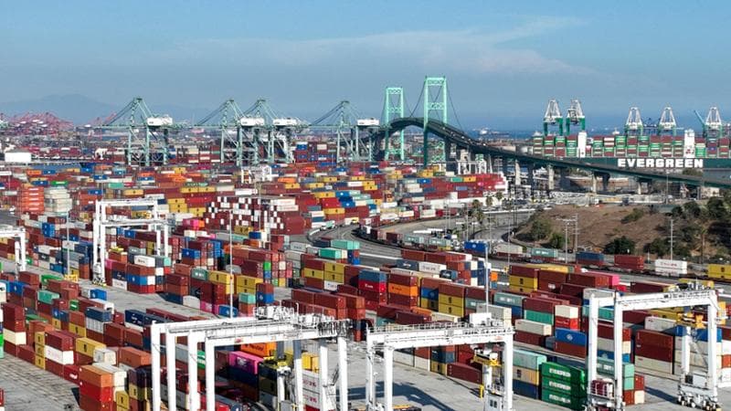 Il porto di Los Angeles, nella baia di San Pedro
