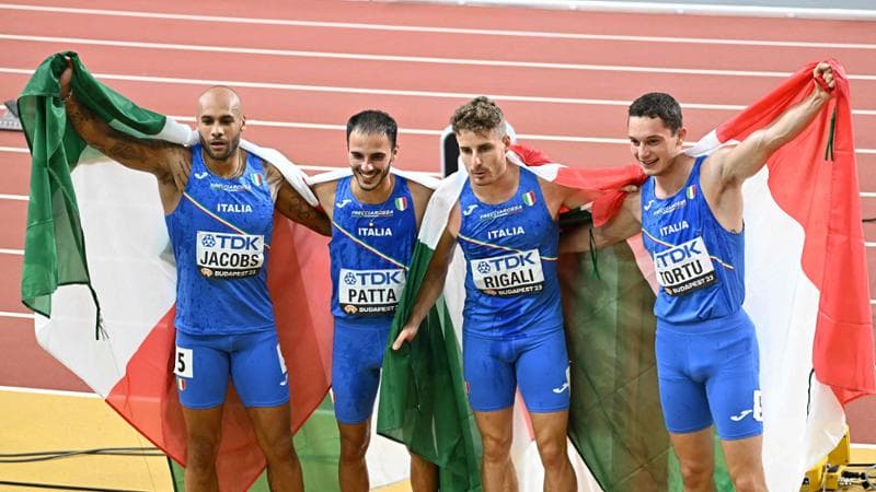 Marcell Jacobs, Lorenzo Patta, Roberto Rigali e&nbsp;Filippo Tortu&nbsp;
