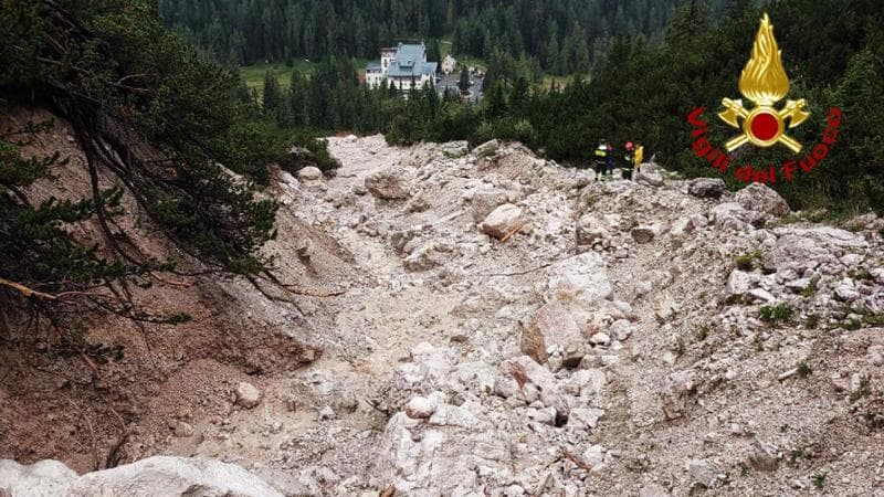 La frana a Passo Tre Croci
